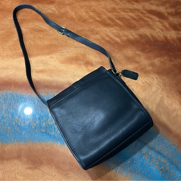 Vintage 90s Coach Legacy Scout Leather Bag black gold shoulder crossbody - Picture 7 of 16